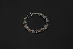 Faceted Citrine Gemstone Bracelet Sterling Silver 925, 20cm Handmade Jewelry, Solar Plexus Chakra Healing, Abundance & Prosperity Gift