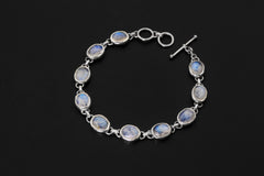 AAA Blue Moonstone Sterling Silver Bracelet, Handmade Gemstone Jewelry