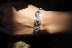 Amethyst Bracelet 925 Sterling Silver Byzantine Chain AAA Faceted Oval Gemstones Crown Chakra Aquarius Pisces Gift
