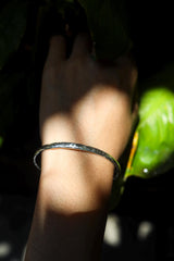 Hammered Sterling Silver Bangle, Minimalist Unisex Jewelry, High Shine Finish