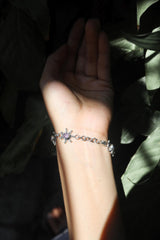 Amethyst Star Bracelet 925 Sterling Silver Adjustable 18-20cm Violet Gemstone Crown Chakra Aquarius Pisces Gift