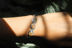 Faceted Citrine Gemstone Bracelet Sterling Silver 925, 20cm Handmade Jewelry, Solar Plexus Chakra Healing, Abundance & Prosperity Gift