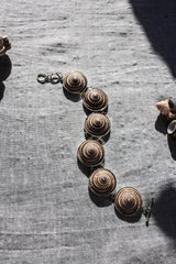 Shell Cabochon Bracelet 925 Silver Spiral Fossil Look Ocean Jewelry Beige Caramel Toggle Clasp Handmade Coastal Gift