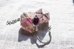 Amethyst Bracelet Sterling Silver, Byzantine Chain 925, Oval Cabochon Gemstone, Adjustable, Crown Chakra Healing Crystal Jewelry Gift