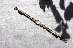 Mother of Pearl Bracelet 925 Silver Graduated Geometric Shell Panels White Iridescent Water Energy Jewelry Gift
