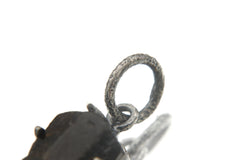 Raw Black Tourmaline Pendant, Oxidized Sterling Silver Claw Setting