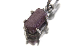 Six Sided Ruby Pendant 925 Sterling Silver Oxidized Necklace Natural Corundum Crystal Protection Gift