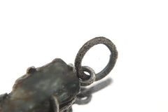 Raw Blue Tourmaline Pendant Sterling Silver Claw Setting Hammered Oxidized Frame High Grade Crystal Talisman Throat Chakra Jewelry