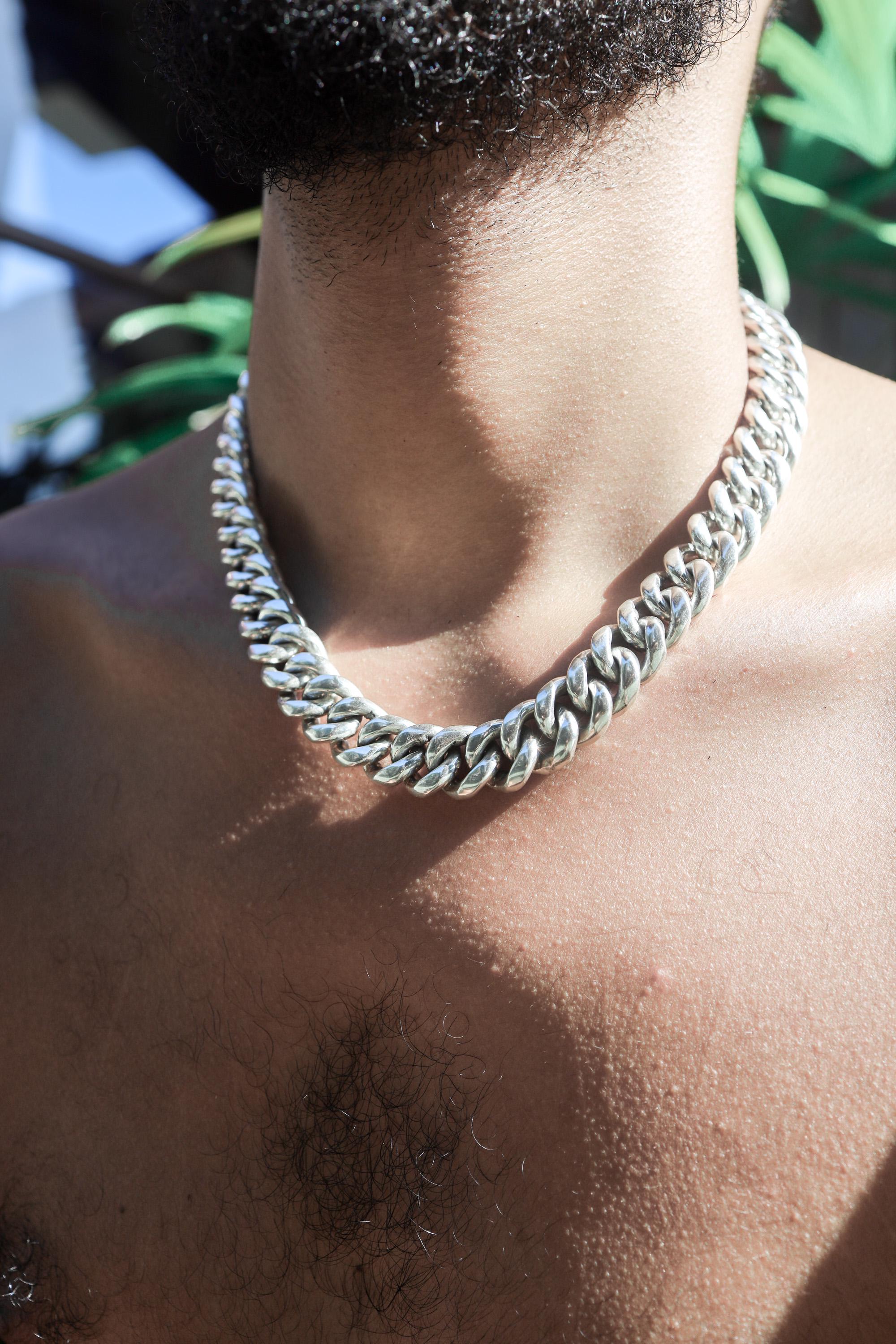 Handmade Solid Sterling Silver Cuban Link Necklace, Unisex Chain