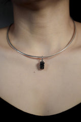 Natural Black Tourmaline Pendant Sterling Silver Claw Setting High Grade Root Chakra Protection Raw Crystal Jewelry Oxidized Finish