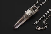 Himalayan Lemurian Quartz Point Pendant, Hammered 925 Silver, Chakra Healing