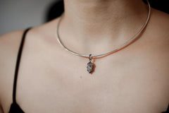 Tibetan Petroleum Quartz Pendant, Oxidized Sterling Silver, Crown Chakra Jewelry