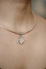 Faden Quartz Pendant: Raw Crystal, Hammered Sterling Silver