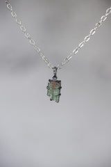 Raw Watermelon Tourmaline Pendant, Oxidized Sterling Silver, Crystal Jewelry