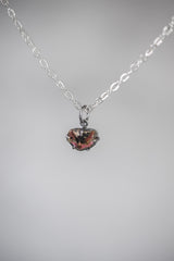 Rubellite Tourmaline Pendant, Oxidized Sterling Silver, Crystal Slice