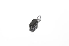 Raw Black Tourmaline Pendant, Oxidized Sterling Silver Claw Setting