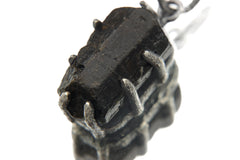 Natural Black Tourmaline Pendant Sterling Silver Claw Setting High Grade Root Chakra Protection Raw Crystal Jewelry Oxidized Finish