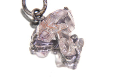 Herkimer Diamond Pendant, Twin Crystal, Sterling Silver Necklace
