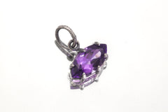 Amethyst Eye Pendant, Oxidized 925 Silver, Sand Texture