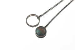 Natural Turquoise Necklace 925 Silver Adjustable Noose Closure Oxidized Chain Throat Chakra Jewelry Gift