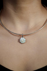 Hammered Sterling Silver Pearl Pendant, Oxidized Finish, June Birthstone