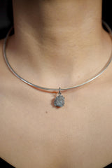 Dark Blue Aquamarine Pendant 925 Sterling Silver Oxidized Claw Necklace Throat Chakra Pisces Aquarius Gift