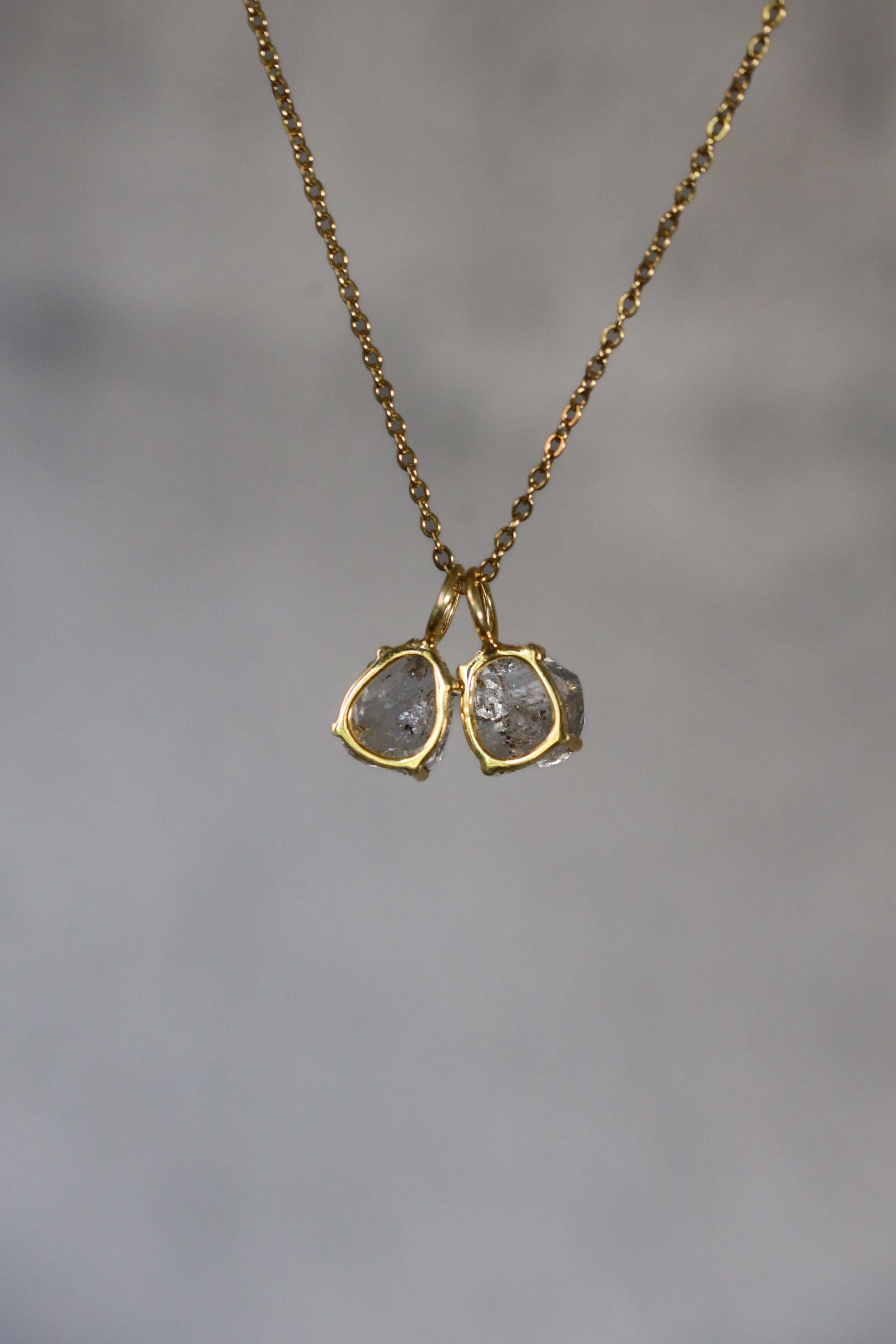 Herkimer Diamond Pendant 18k Gold Plated 925 Sterling Silver Raw Quartz Claw Necklace Crown Chakra Gift