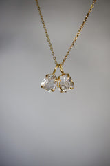 Herkimer Diamond Pendant 18k Gold Plated 925 Sterling Silver Raw Quartz Claw Necklace Crown Chakra Gift