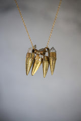 Clear Quartz Torch Pendant, Natural Brass Talisman, Raw Crystal Point, Light Guidance Amulet, Clarity & Protection Jewelry, Unique Gift