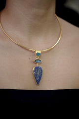 Apatite Labradorite Lapis Lazuli Pendant, 18K Gold Plated Silver