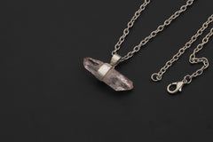 Vera Cruz Amethyst Pendant 925 Sterling Silver Double Terminated Anhydro Crystal Point Crown Chakra Necklace