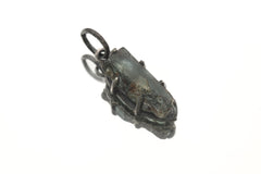 Raw Blue Tourmaline Pendant, Oxidized Sterling Silver Claw Setting