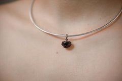 Rubellite Tourmaline Pendant, Oxidized Sterling Silver, Crystal Slice