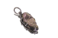 Watermelon Tourmaline Wand Pendant, Oxidized 925 Silver, Heart Chakra