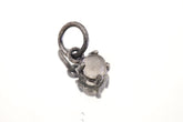 Oxidized Sterling Silver Cats Eye Moonstone Pendant, Hammered Texture