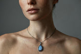 Oxidized Sterling Silver Opal Doublet Pendant: Hammered Texture