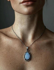 Oxidized Sterling Silver Opal Doublet Pendant: Hammered Texture