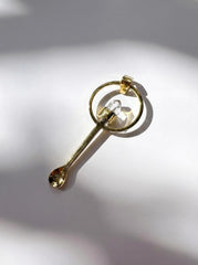 Close-up of Lemurian Quartz fairy spoon showing 3 micron gold-plated brass and polished spoon form.