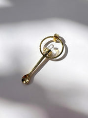 Close-up of Lemurian Quartz fairy spoon showing 3 micron gold-plated brass and polished spoon form.