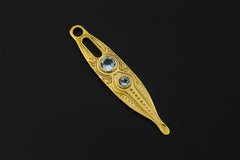 Blue Topaz Spoon Pendant 18k Gold Plated Brass Cast Ritual Spoon Necklace Throat Chakra December Gift