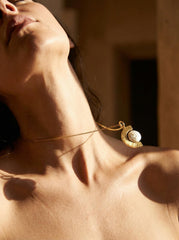 Gold Plated Sterling Silver Pearl Spinning Pendant Necklace