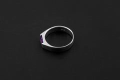 Amethyst Ring 925 Sterling Silver Octagon Faceted Violet Gemstone High Shine Geometric Crown Chakra Jewelry Size 6US