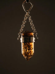 Earthen Bullet Brown Tourmaline - Sterling Silver Crystal Pendant - Hammered Textured & High Polish Finish