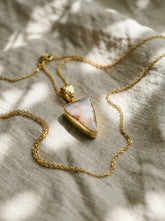 Australian White Opal Pendant: 18K Gold-Plated Sterling Silver, Heart Chakra