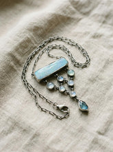 Opal Aquamarine Apatite Necklace: Sterling Silver Gemstone Pendant