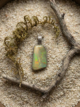 Lightning Ridge Opal Pendant 925 Sterling Silver Solid White Fiery Gem Opal Hammered Bail Crown Chakra Gift