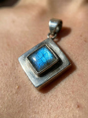 Labradorite Silver Locket 925 Diamond Pendant Secret Keeper Necklace Transformation Stone Jewelry Gift
