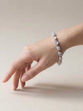 Oval Blue Moonstone Bracelet, 925 Sterling Silver Adjustable Jewelry