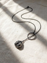 Raw Black Tourmaline Pendant Necklace, Oxidized 925 Silver, Adjustable Amulet