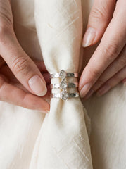 Petite Herkimer Diamond Ring: Hammered Sterling Silver Stack Band